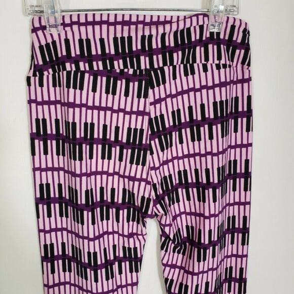 LulaRoe Womens Leggings One Size Piano Keys Print Pull On Pink Purple Stretch - Picture 5 of 7
